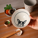 9 oz 4.5" Japanese Ceramic Rice Bowl - Pink French Bulldogs