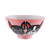 9 oz 4.5" Japanese Ceramic Rice Bowl - Pink French Bulldogs