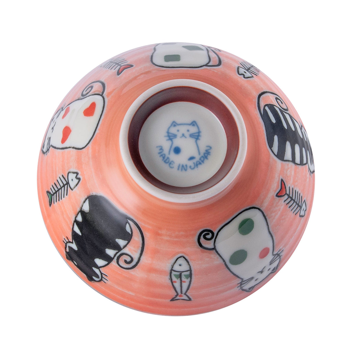9 oz 4.5" Japanese Ceramic Rice Bowl - Pink Cartoon Cats