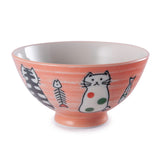 9 oz 4.5" Japanese Ceramic Rice Bowl - Pink Cartoon Cats