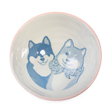 9 oz 4.5" Japanese Ceramic Rice Bowl - Pink Shiba Dogs