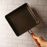 9.25" Japanese Square Iron Tamagoyaki Pan with Wooden Handle