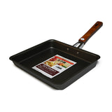 9.25" Japanese Square Iron Tamagoyaki Pan with Wooden Handle