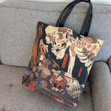 17"  x  16" Kuniyoshi Skeleton Samurai Tote Bag