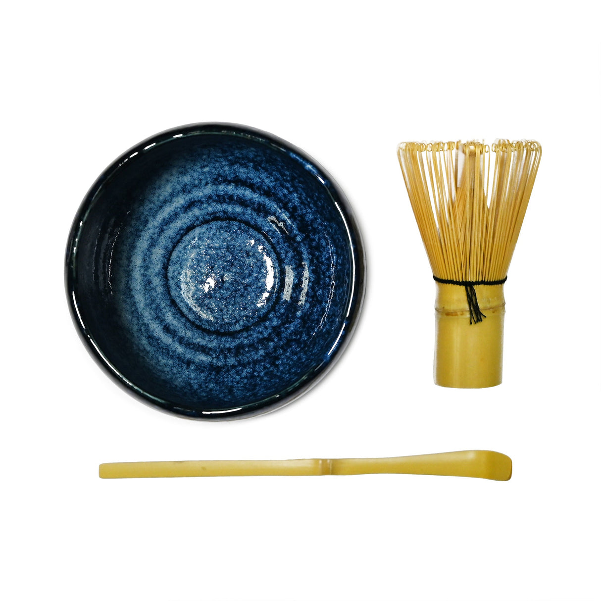 20 oz 5" Japanese 3 - Piece Matcha Bowl Gift Set with Bamboo Whisk & Scoop - Diamond Blue