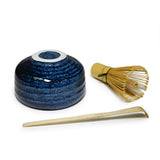20 oz 5" Japanese 3 - Piece Matcha Bowl Gift Set with Bamboo Whisk & Scoop - Diamond Blue