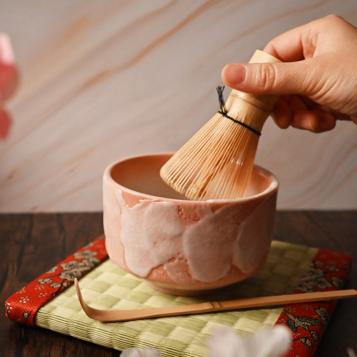 20 oz 5" Japanese 3 - Piece Matcha Bowl Gift Set - Coral Cloud