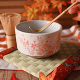 14 oz 4.5" Japanese 3 - Piece Matcha Bowl Gift Set with Bamboo Whisk & Scoop - Sakura