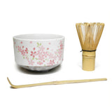 14 oz 4.5" Japanese 3 - Piece Matcha Bowl Gift Set with Bamboo Whisk & Scoop - Sakura