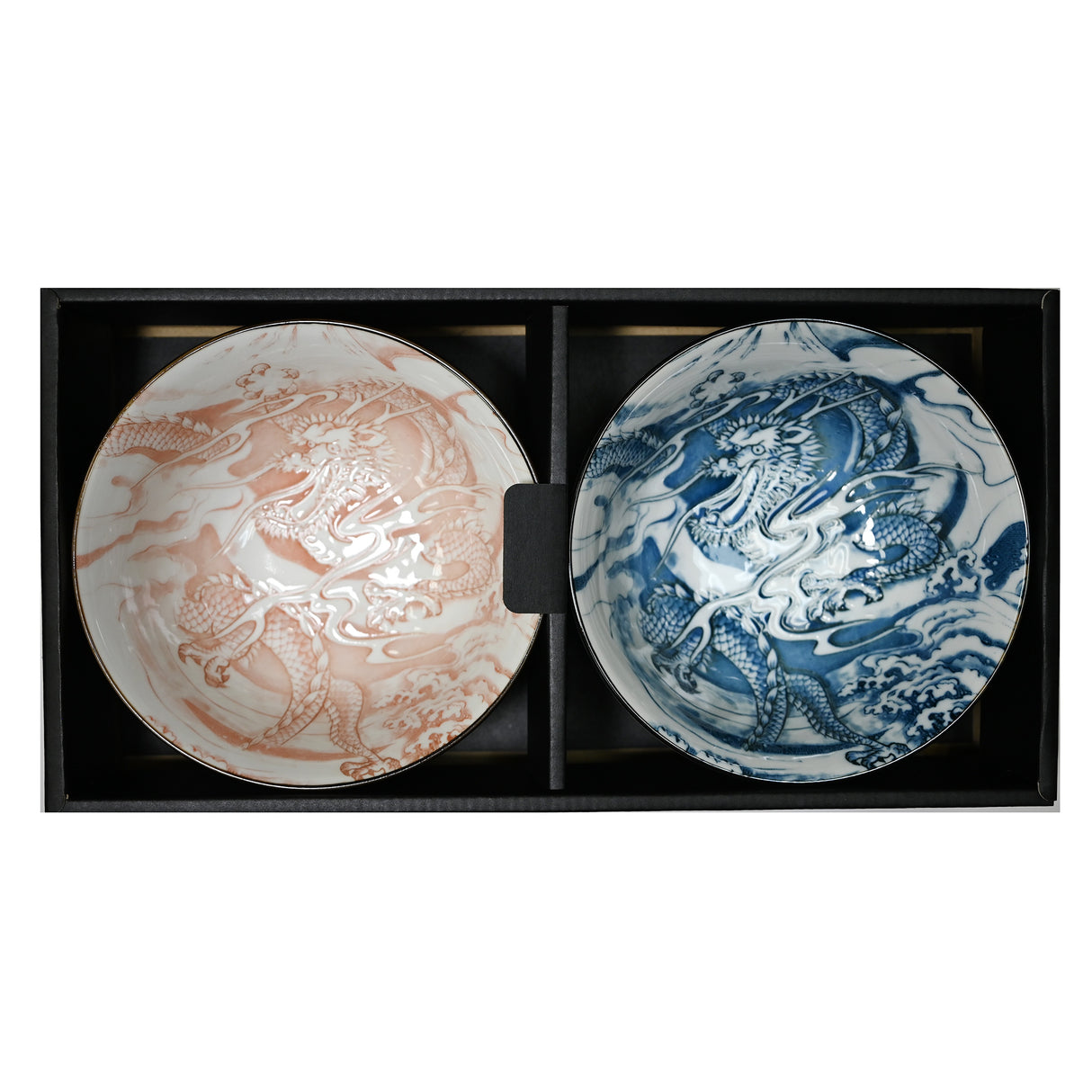 18oz 5.75" Japanese 2 - Piece Ceramic Dragon Bowl Gift Set