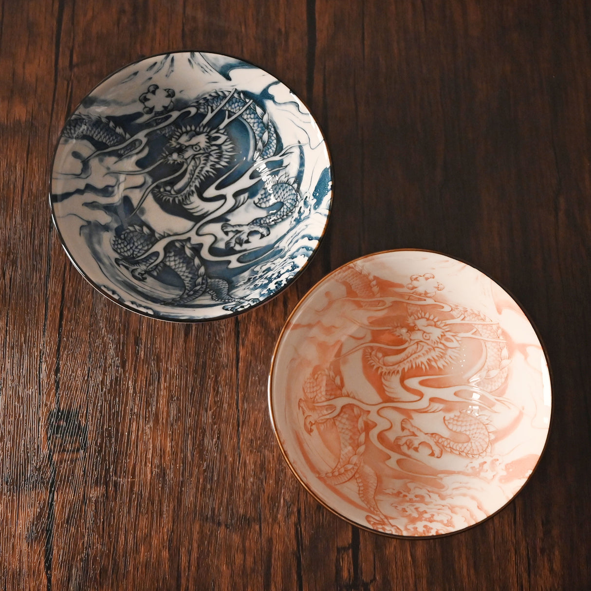 18oz 5.75" Japanese 2 - Piece Ceramic Dragon Bowl Gift Set