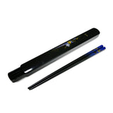 9" Japanese Lacquered Bamboo Chopsticks with Case - Blue Flower