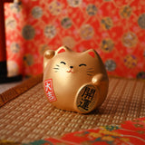 2.25" Japanese Lucky Cat Figurine - Gold