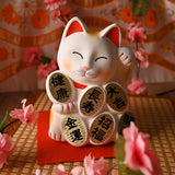 7" Japanese Lucky Cat Coin Bank - White