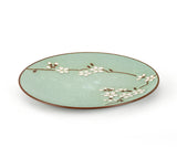 9.25" Japanese Ceramic Dinner Plate  -  Green Matte Sakura