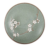 8" Japanese Ceramic Salad Plate - Green Matte Sakura