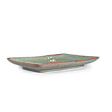 8.25" Japanese Ceramic Rectangular Sushi Plate - Green Matte Sakura