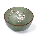 33oz 6.25" Japanese Ceramic Donburi Bowl - Green Matte Sakura