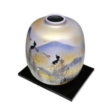 7.25" Japanese Kutani Ceramic Vase - White Cranes
