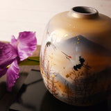 7.25" Japanese Kutani Ceramic Vase - White Cranes