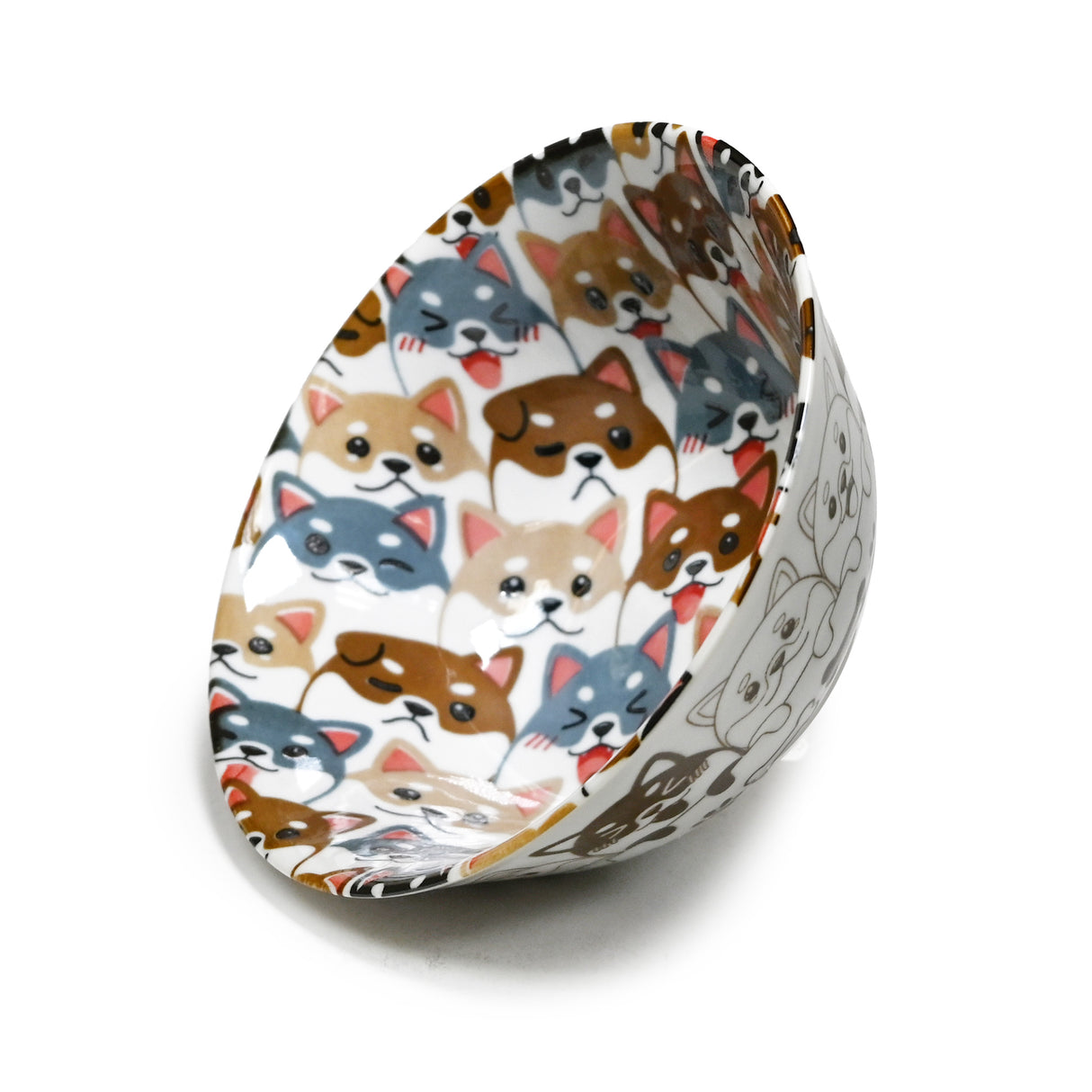 18 oz 6" Japanese Ceramic Bowl - Shiba Friends