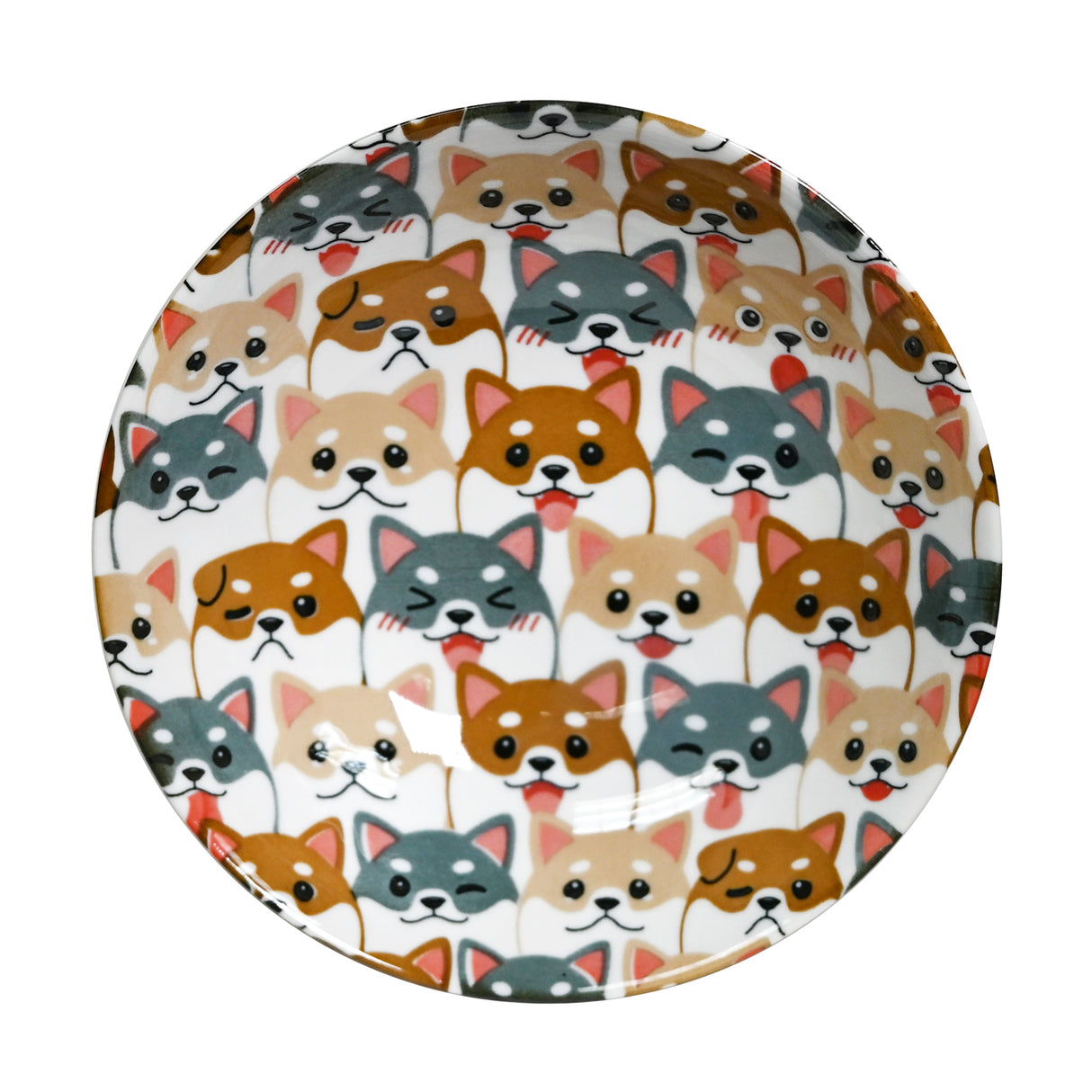 18 oz 6.75" Japanese Ceramic Bowl - Shiba Inu Friends