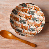 18 oz 6.75" Japanese Ceramic Bowl - Shiba Inu Friends
