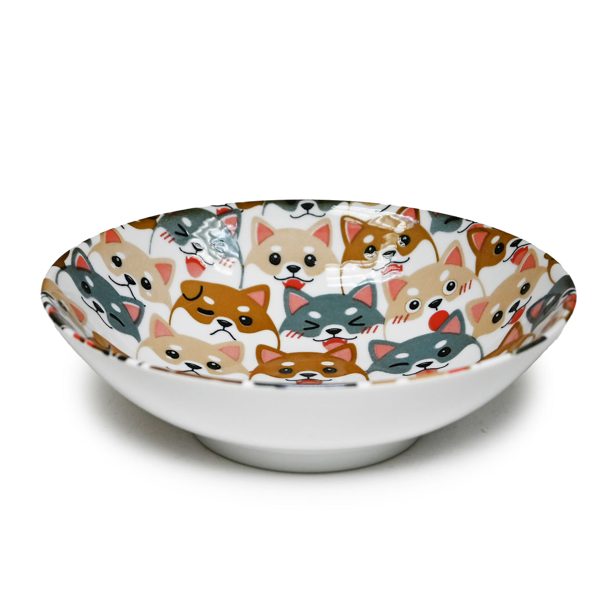 18 oz 6.75" Japanese Ceramic Bowl - Shiba Inu Friends