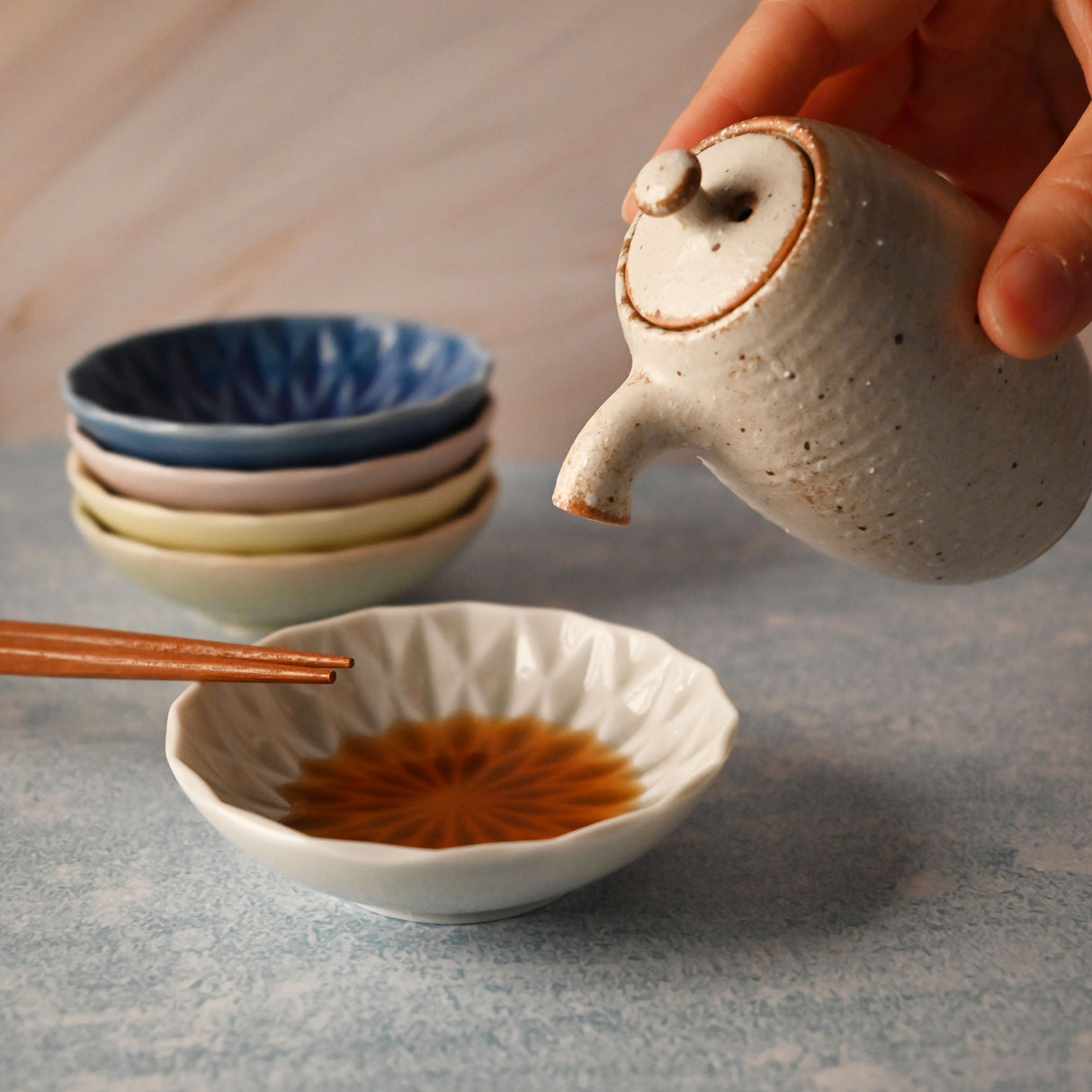 2oz 3.25" Japanese 5 - Piece Ceramic Sauce Dish Gift Set