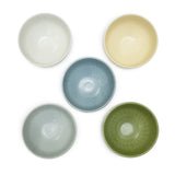 12 oz 4.5" Japanese 5 - Piece Rice Bowl Gift Set - Fluted Matte Colors