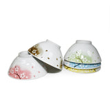 8 oz 4.75" Japanese 5 - Piece Rice Bowl Gift Set - Colorful Sakura Blossom