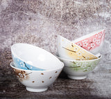 8 oz 4.75" Japanese 5 - Piece Rice Bowl Gift Set - Colorful Sakura Blossom