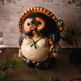 10.5" Japanese Shigaraki Lucky Tanuki Figurine